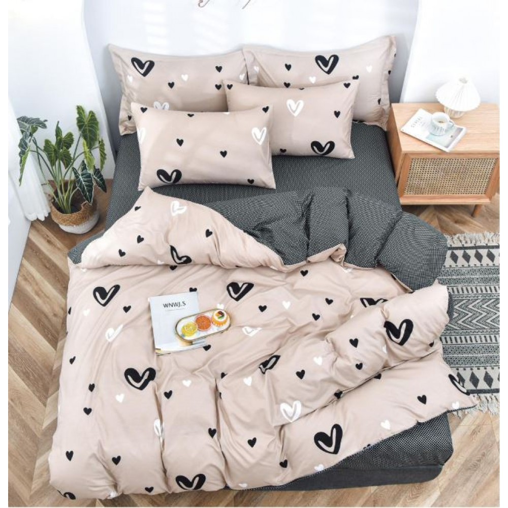 Lenjerie de Pat dublu, Bumbac Satinat Superior,4 Piese Cearceaf de pat 240 x 250 cm, Cearceaf pilota 200 x 230 cm, 2 fete de perna 55 x 75 cm, A50-476