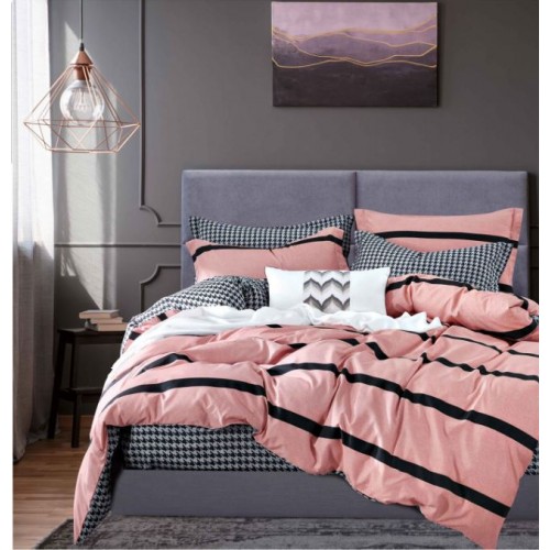 Lenjerie de Pat dublu, Bumbac Satinat Superior,4 Piese Cearceaf de pat 240 x 250 cm, Cearceaf pilota 200 x 230 cm, 2 fete de perna 55 x 75 cm, A50-474