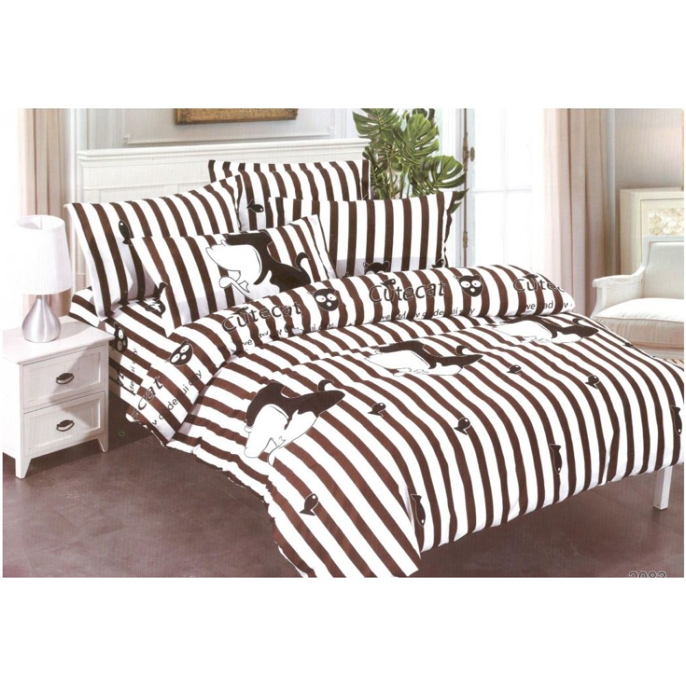 Lenjerie de Pat dublu, Bumbac Satinat Superior,4 Piese Cearceaf de pat 240 x 250 cm, Cearceaf pilota 200 x 230 cm, 2 fete de perna 55 x 75 cm, A50-408