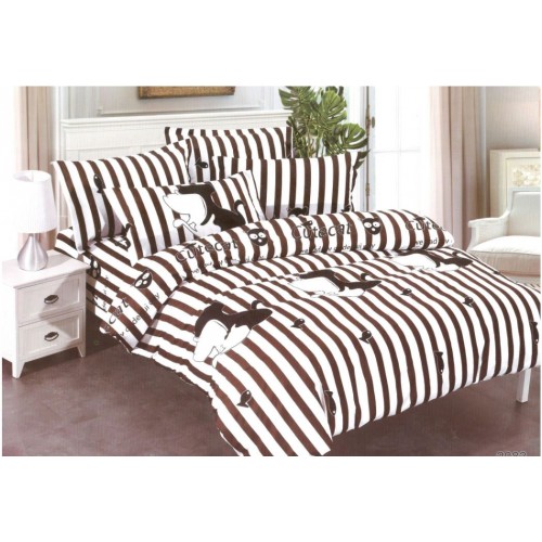Lenjerie de Pat dublu, Bumbac Satinat Superior,4 Piese Cearceaf de pat 240 x 250 cm, Cearceaf pilota 200 x 230 cm, 2 fete de perna 55 x 75 cm, A50-408
