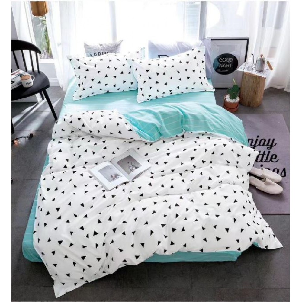 Lenjerie de Pat dublu, Bumbac Satinat Superior,4 Piese Cearceaf de pat 240 x 250 cm, Cearceaf pilota 200 x 230 cm, 2 fete de perna 55 x 75 cm, A50-84