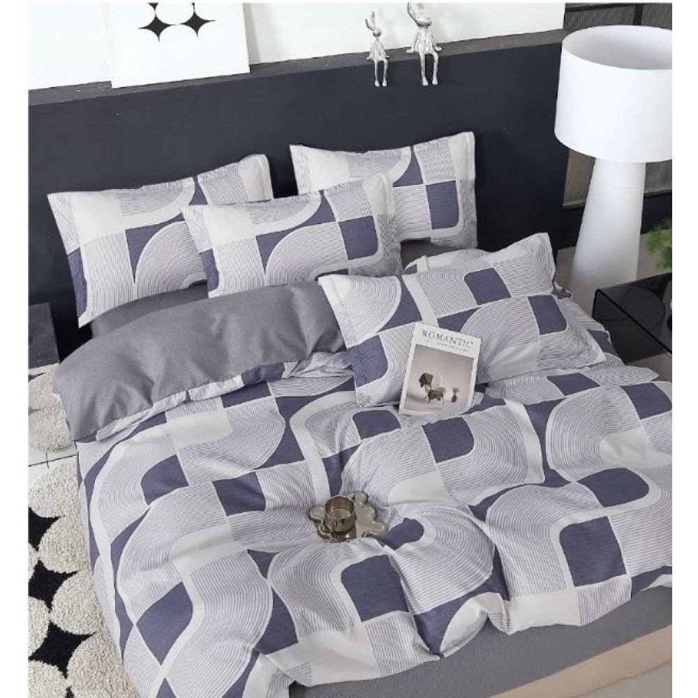 Lenjerie Din Bumbac Tip Finet 6 Piese Pentru Pat Dublu,Cearceaf de pat 240 x 250, R60-568