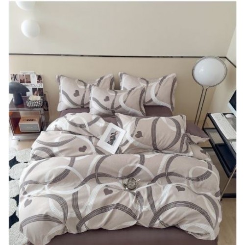 Lenjerie Din Bumbac Tip Finet 6 Piese Pentru Pat Dublu,Cearceaf de pat 240 x 250, R60-560