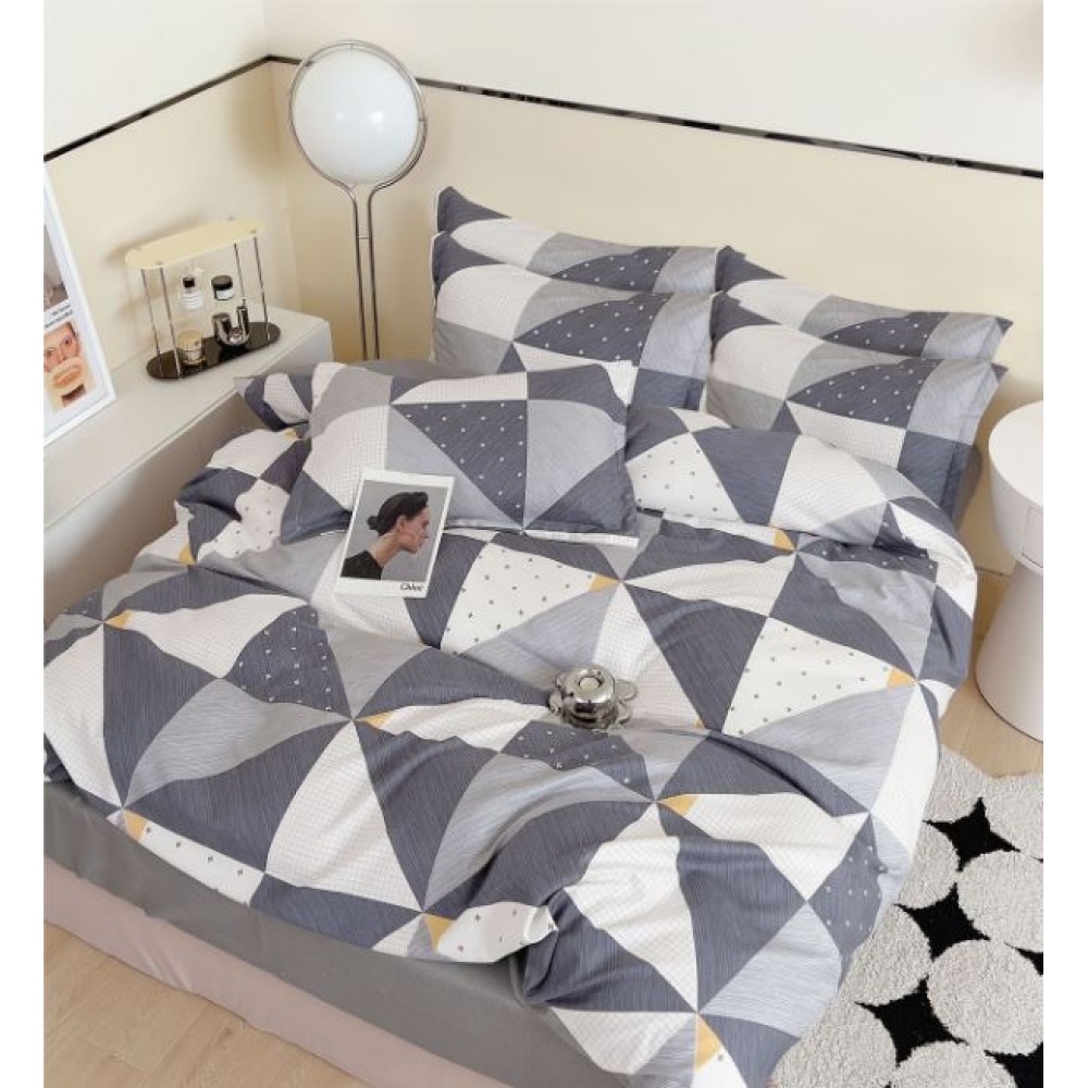 Lenjerie Din Bumbac Tip Finet 6 Piese Pentru Pat Dublu,Cearceaf de pat 240 x 250, R60-555