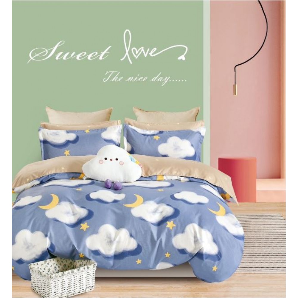Lenjerie Din Bumbac Tip Finet 6 Piese Pentru Pat Dublu,Cearceaf de pat 240 x 250, R60-547