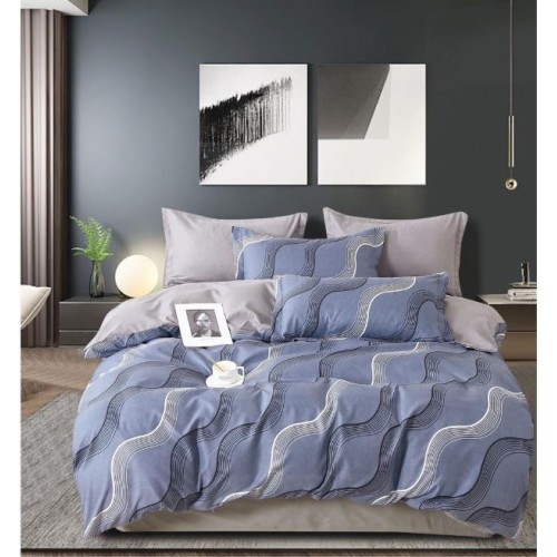 Lenjerie Din Bumbac Tip Finet 6 Piese Pentru Pat Dublu,Cearceaf de pat 240 x 250, R60-546