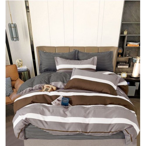 Lenjerie Din Bumbac Tip Finet 6 Piese Pentru Pat Dublu,Cearceaf de pat 240 x 250, R60-523