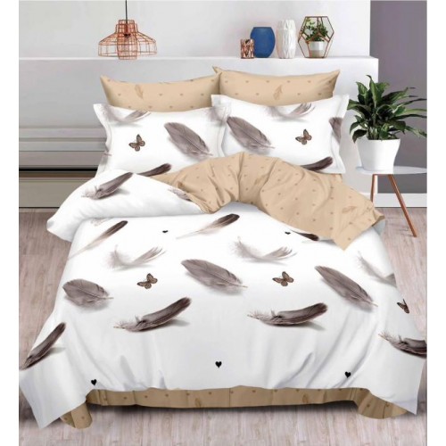 Lenjerie Din Bumbac Tip Finet 6 Piese Pentru Pat Dublu,Cearceaf de pat 240 x 250, R60-461