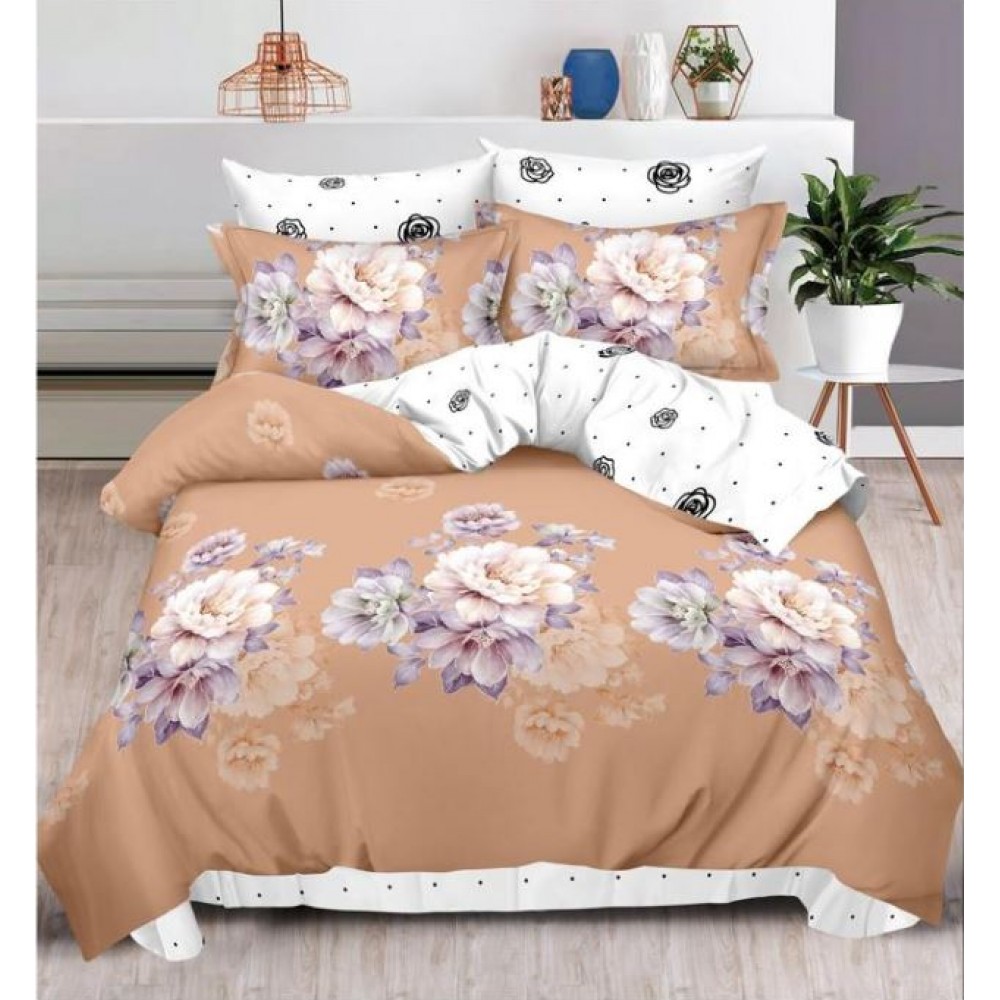 Lenjerie Din Bumbac Tip Finet 6 Piese Pentru Pat Dublu,Cearceaf de pat 240 x 250, R60-439