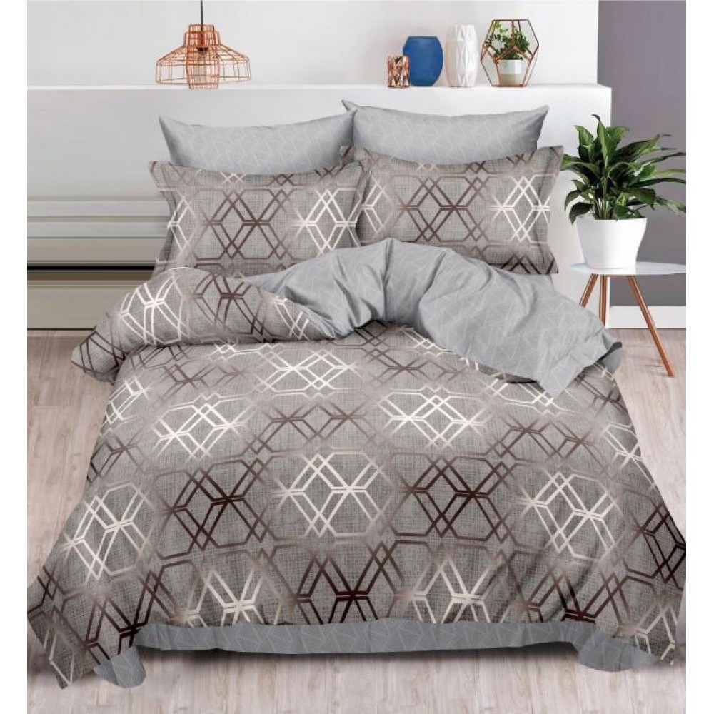 Lenjerie Din Bumbac Tip Finet 6 Piese Pentru Pat Dublu,Cearceaf de pat 240 x 250, R60-417