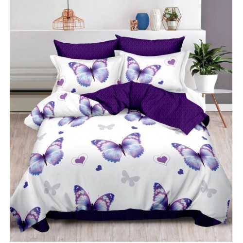 Lenjerie Din Bumbac Tip Finet 6 Piese Pentru Pat Dublu,Cearceaf de pat 240 x 250, R60-347