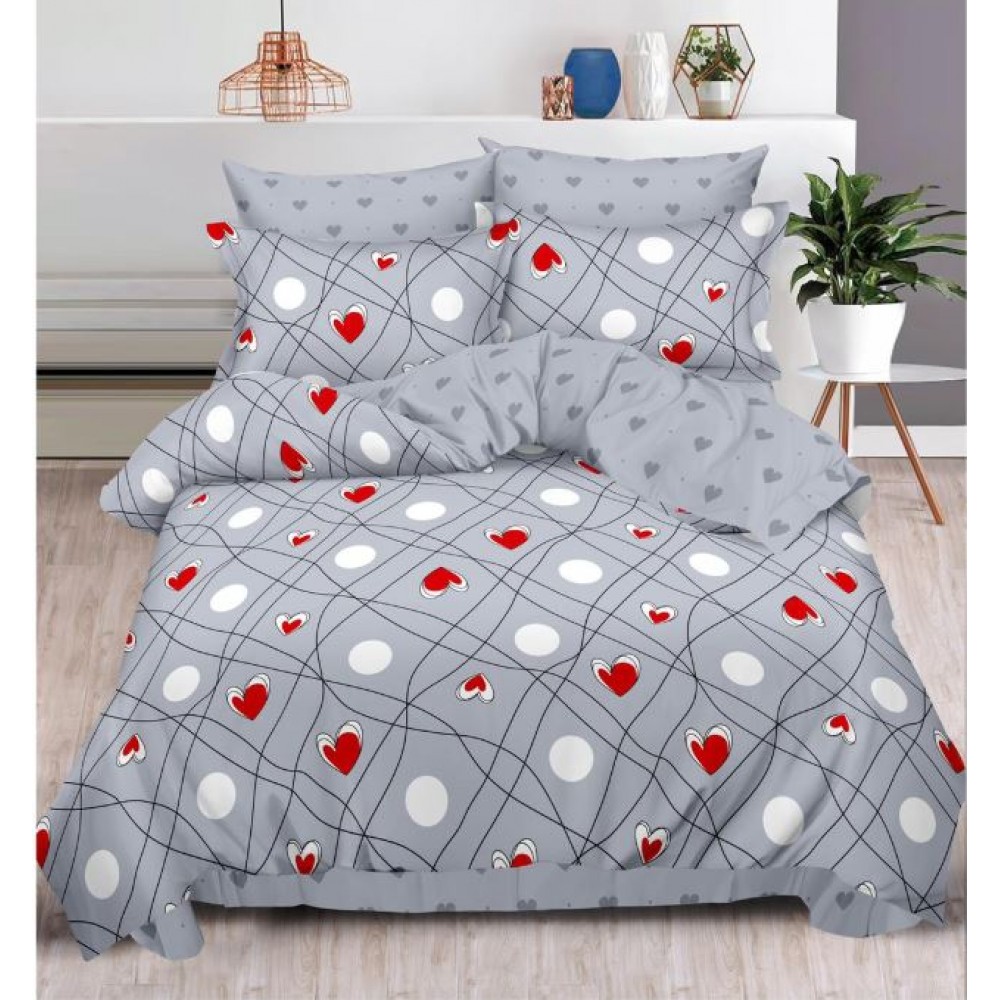 Lenjerie Din Bumbac Tip Finet 6 Piese Pentru Pat Dublu,Cearceaf de pat 240 x 250, R60-345
