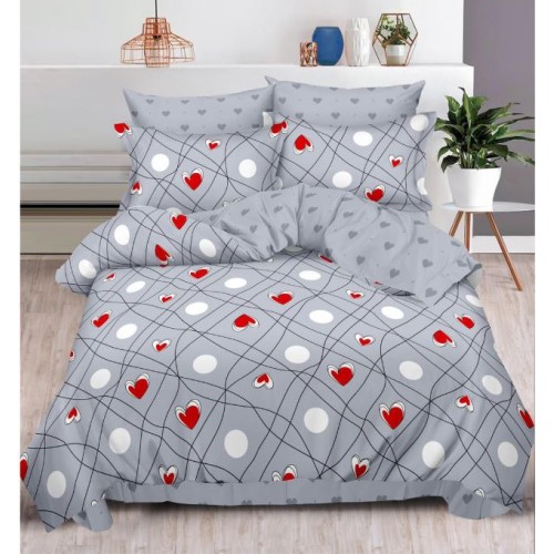 Lenjerie Din Bumbac Tip Finet 6 Piese Pentru Pat Dublu,Cearceaf de pat 240 x 250, R60-345