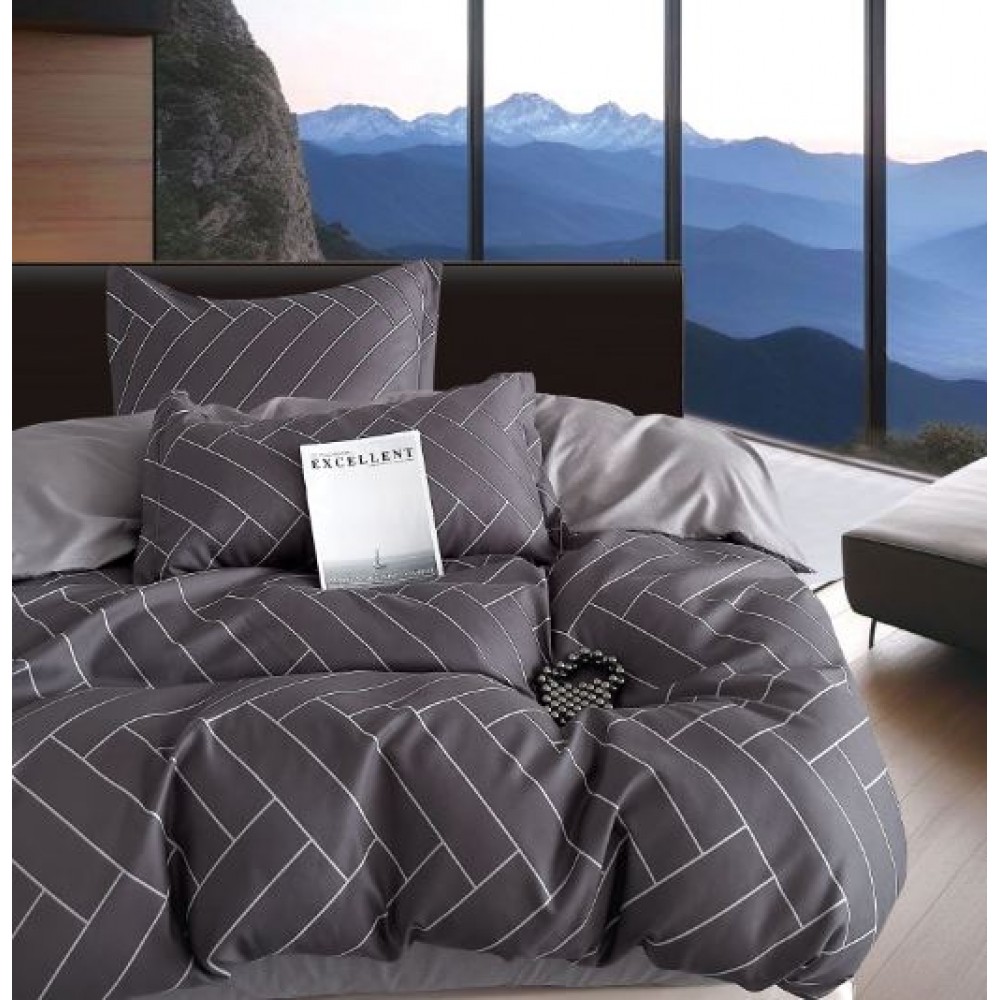 Lenjerie De Pat 1 Persoana 4 Piese, din Bumbac Finet, Cearceaf de pat 155x200cm, Y60-92