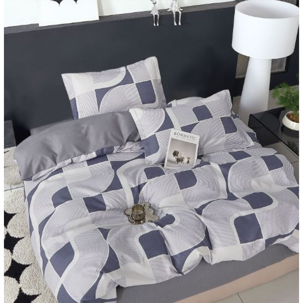 Lenjerie De Pat 1 Persoana 4 Piese, din Bumbac Finet, Cearceaf de pat 155x200cm, Y60-83
