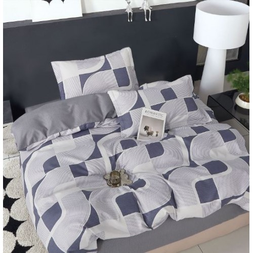 Lenjerie De Pat 1 Persoana 4 Piese, din Bumbac Finet, Cearceaf de pat 155x200cm, Y60-83