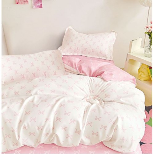 Lenjerie De Pat 1 Persoana 4 Piese, din Bumbac Finet, Cearceaf de pat 155x200cm, Y60-80