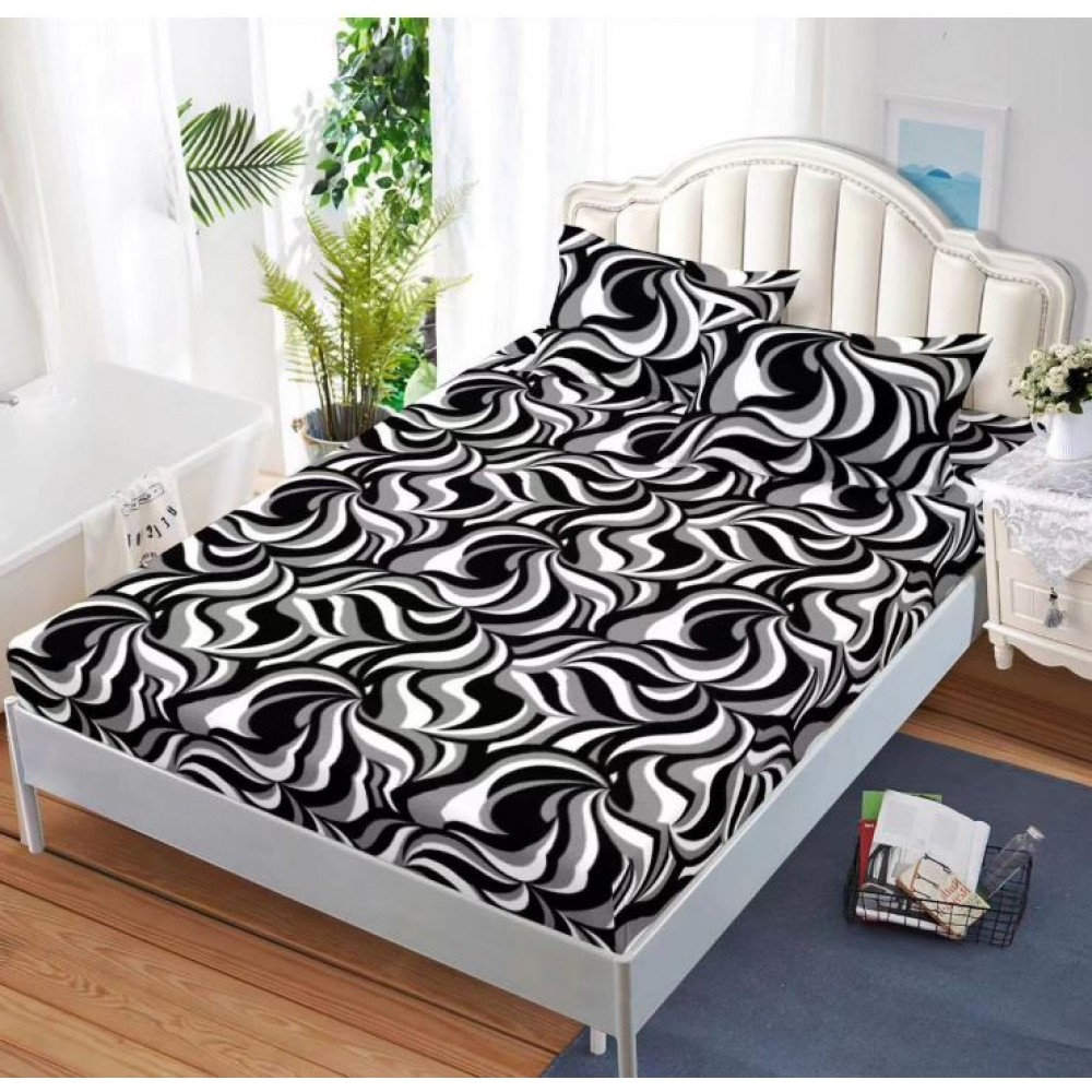 Husa de pat cu elastic si 2 fete de perna, tesatura tip finet, pat 2 persoane,180x200cm, G-234