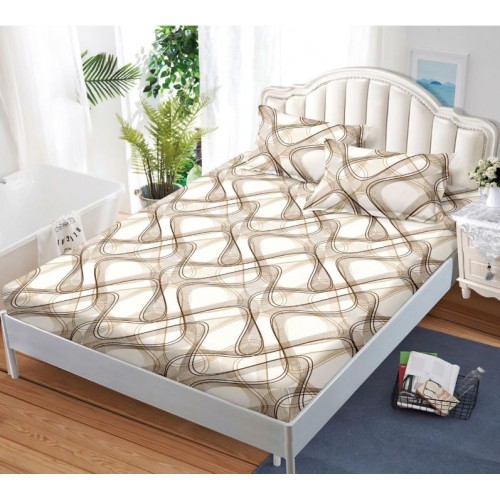 Husa de pat cu elastic si 2 fete de perna, tesatura tip finet, pat 2 persoane,180x200cm, G-227