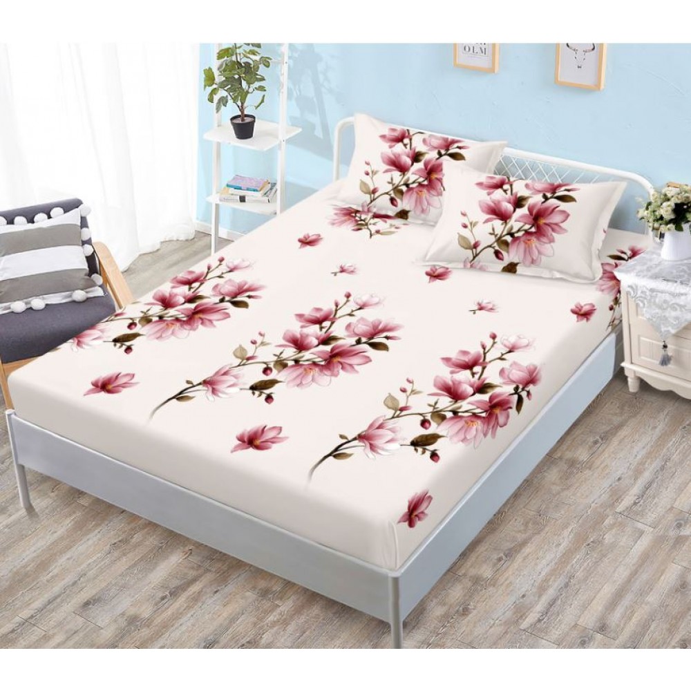 Husa de pat cu elastic si 2 fete de perna, tesatura tip finet, pat 2 persoane,180x200cm, G-149