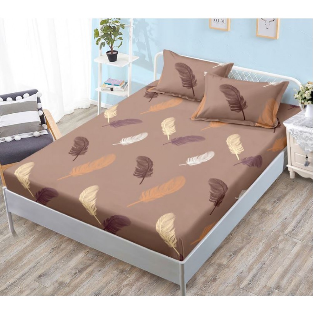 Husa de pat cu elastic si 2 fete de perna, tesatura tip finet, pat 2 persoane,180x200cm, G-144