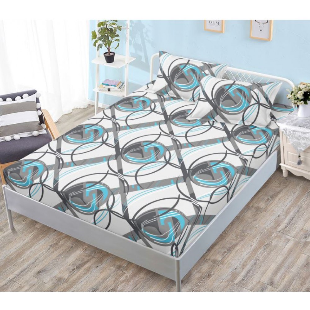 Husa de pat cu elastic si 2 fete de perna, tesatura tip finet, pat 2 persoane,180x200cm, G-133