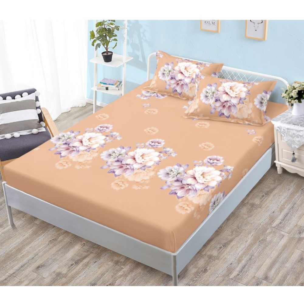 Husa de pat cu elastic si 2 fete de perna, tesatura tip finet, pat 2 persoane,180x200cm, G-132