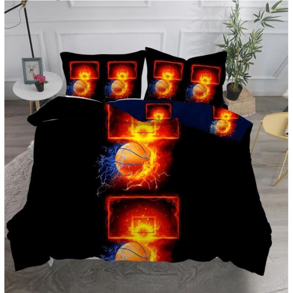 Lenjerie Bumbac Satinat Superior, Digital Print, 4 Piese, Pat Dublu, Cearceaf de pat 230x250 cm, D-21