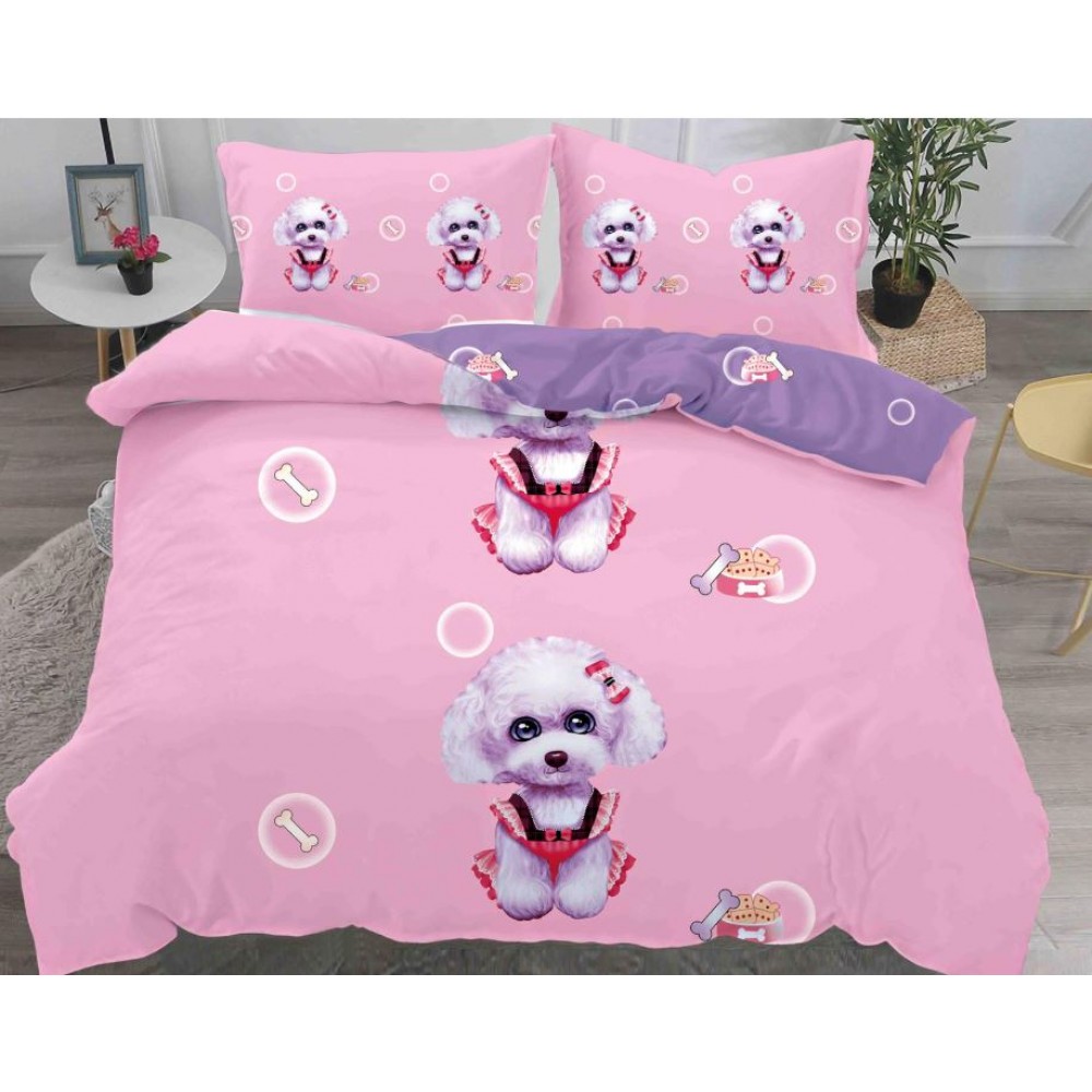 Lenjerie Bumbac Satinat Superior, Digital Print, 4 Piese, Pat Dublu, Cearceaf de pat 230x250 cm, D-01