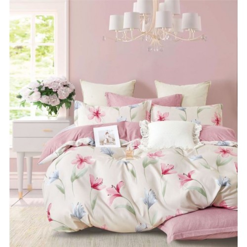 Set Lenjerie Eleganta , Finet, imprimat digital, pentru 2 persoane, 6 piese, Cearceaf de pat cu elastic 180x200 cm, T278