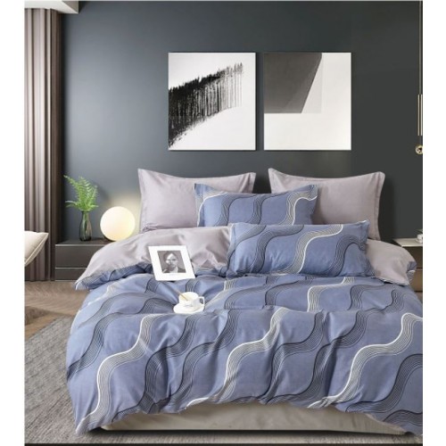 Set Lenjerie Eleganta , Finet, imprimat digital, pentru 2 persoane, 6 piese, Cearceaf de pat cu elastic 180x200 cm, T276