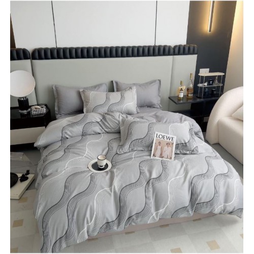 Set Lenjerie Eleganta , Finet, imprimat digital, pentru 2 persoane, 6 piese, Cearceaf de pat cu elastic 180x200 cm, T270
