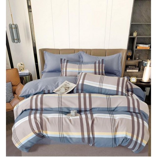 Set Lenjerie Eleganta , Finet, imprimat digital, pentru 2 persoane, 6 piese, Cearceaf de pat cu elastic 180x200 cm, T268