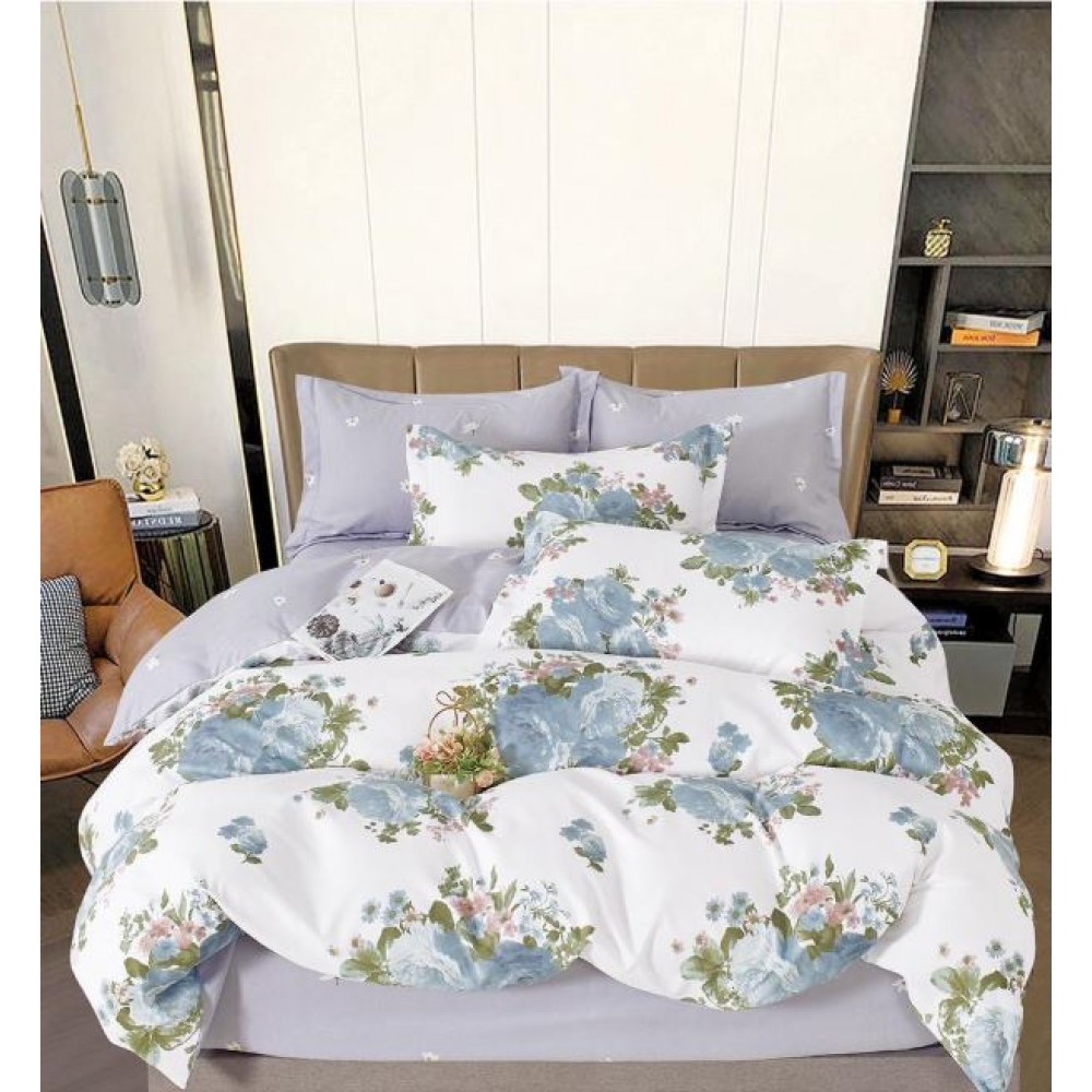 Set Lenjerie Eleganta , Finet, imprimat digital, pentru 2 persoane, 6 piese, Cearceaf de pat cu elastic 180x200 cm, T262