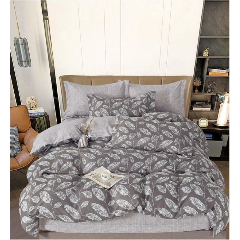 Set Lenjerie Eleganta , Finet, imprimat digital, pentru 2 persoane, 6 piese, Cearceaf de pat cu elastic 180x200 cm, T256