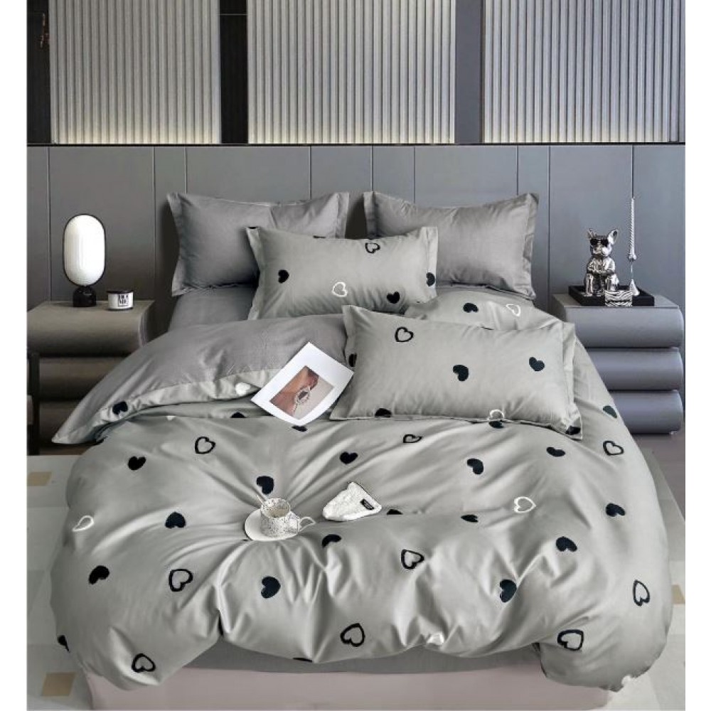 Set Lenjerie Eleganta , Finet, imprimat digital, pentru 2 persoane, 6 piese, Cearceaf de pat cu elastic 180x200 cm, T255
