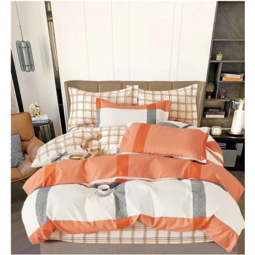 Set Lenjerie Eleganta , Finet, imprimat digital, pentru 2 persoane, 6 piese, Cearceaf de pat cu elastic 180x200 cm, T232