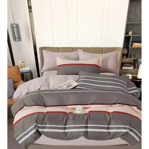 Set Lenjerie Eleganta , Finet, imprimat digital, pentru 2 persoane, 6 piese, Cearceaf de pat cu elastic 180x200 cm, T242