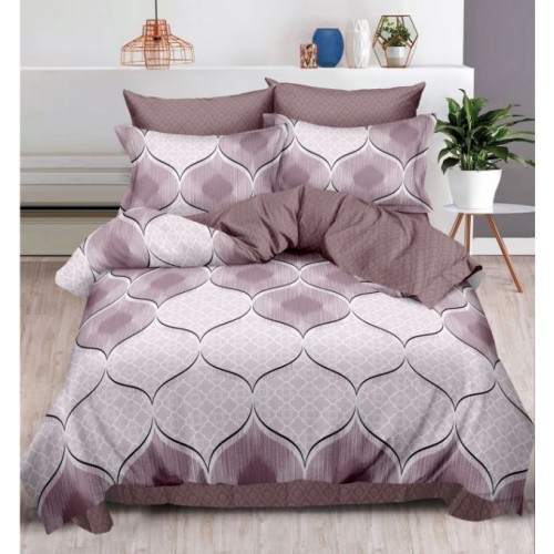 Set Lenjerie Eleganta , Finet, imprimat digital, pentru 2 persoane, 6 piese, Cearceaf de pat cu elastic 180x200 cm, T223