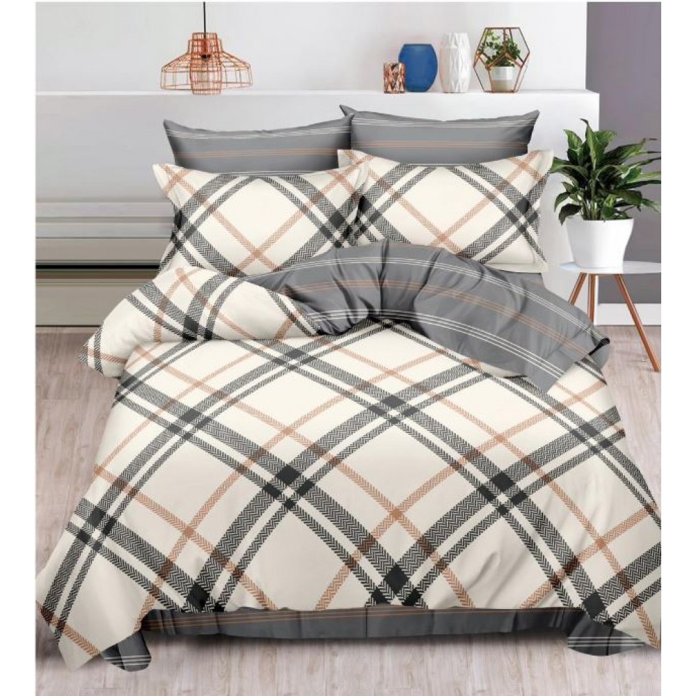 Set Lenjerie Eleganta , Finet, imprimat digital, pentru 2 persoane, 6 piese, Cearceaf de pat cu elastic 180x200 cm, T220