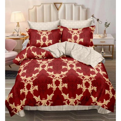 Set Lenjerie Eleganta , Finet, imprimat digital, pentru 2 persoane, 6 piese, Cearceaf de pat cu elastic 180x200 cm, T218