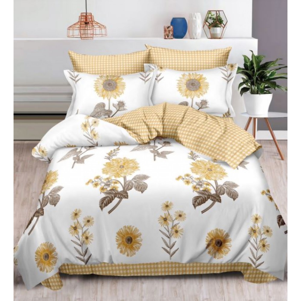 Set Lenjerie Eleganta , Finet, imprimat digital, pentru 2 persoane, 6 piese, Cearceaf de pat cu elastic 180x200 cm, T215