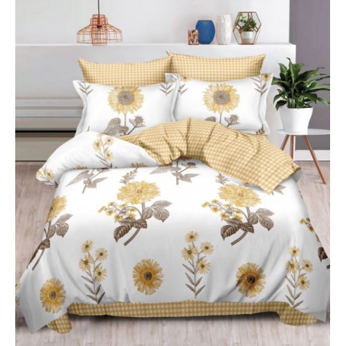 Set Lenjerie Eleganta , Finet, imprimat digital, pentru 2 persoane, 6 piese, Cearceaf de pat cu elastic 180x200 cm, T215