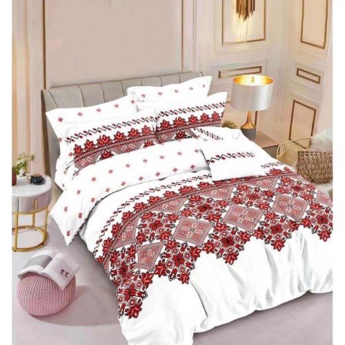 Set Lenjerie Eleganta , Finet, imprimat digital, pentru 2 persoane, 6 piese, Cearceaf de pat cu elastic 180x200 cm, T198