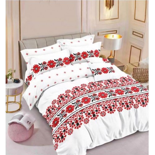 Set Lenjerie Eleganta , Finet, imprimat digital, pentru 2 persoane, 6 piese, Cearceaf de pat cu elastic 180x200 cm, T197