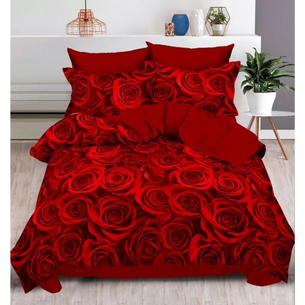 Set Lenjerie Eleganta , Finet, imprimat digital, pentru 2 persoane, 6 piese, Cearceaf de pat cu elastic 180x200 cm, T168