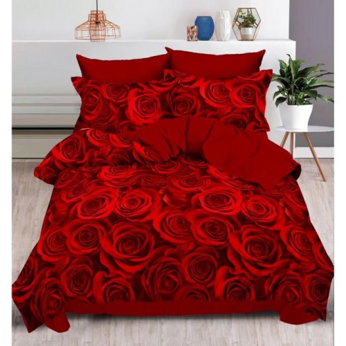 Set Lenjerie Eleganta , Finet, imprimat digital, pentru 2 persoane, 6 piese, Cearceaf de pat cu elastic 180x200 cm, T168