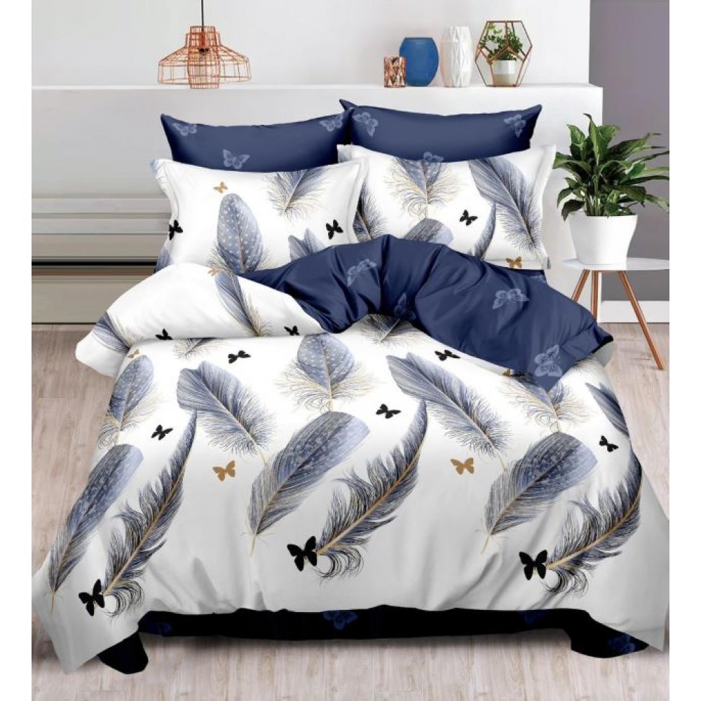 Set Lenjerie Eleganta , Finet, imprimat digital, pentru 2 persoane, 6 piese, Cearceaf de pat cu elastic 180x200 cm, T159