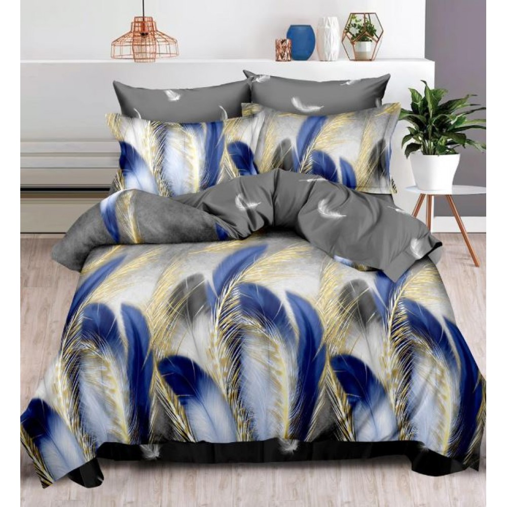 Set Lenjerie Eleganta , Finet, imprimat digital, pentru 2 persoane, 6 piese, Cearceaf de pat cu elastic 180x200 cm, T165