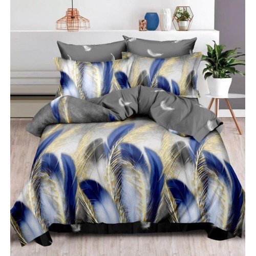 Set Lenjerie Eleganta , Finet, imprimat digital, pentru 2 persoane, 6 piese, Cearceaf de pat cu elastic 180x200 cm, T165